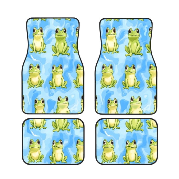 General 4pc Car Floor Mat Rubber Anti-Skid Waterproof To Keep The Car Clean Suitable For Cars, Trucks, Suvs Cute Sitting Frog