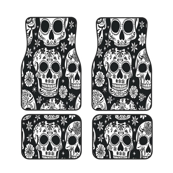 General 4pc Car Floor Mat Rubber Anti-Skid Waterproof To Keep The Car Clean Suitable For Cars, Trucks, Suvs Festive Cute Sugar Skulls (8)