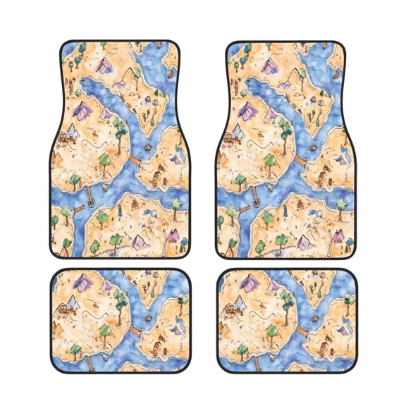 General 4pc Car Floor Mat Rubber Anti-Skid Waterproof To Keep The Car Clean Suitable For Cars, Trucks, Suvs Game Map