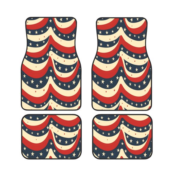 General 4pc Car Floor Mat Rubber Anti-Skid Waterproof To Keep The Car Clean Suitable For Cars, Trucks, Suvs Independence Day Theme Star (6)