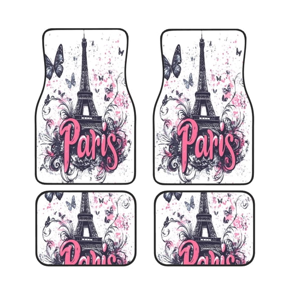 General 4pc Car Floor Mat Rubber Anti-Skid Waterproof To Keep The Car Clean Suitable For Cars, Trucks, Suvs Paris Handy Drawn