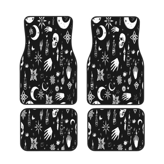 General 4pc Car Floor Mat Rubber Anti-Skid Waterproof To Keep The Car Clean Suitable For Cars, Trucks, Suvs Retro Skull Head