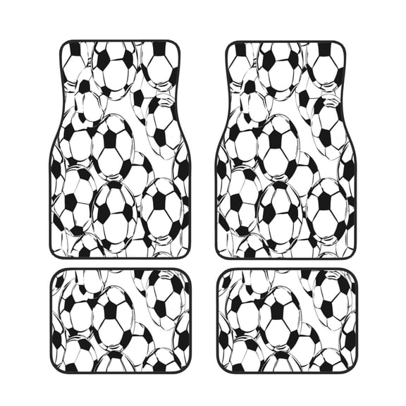 General 4pc Car Floor Mat Rubber Anti-Skid Waterproof To Keep The Car Clean Suitable For Cars, Trucks, Suvs Soccer Football Theme