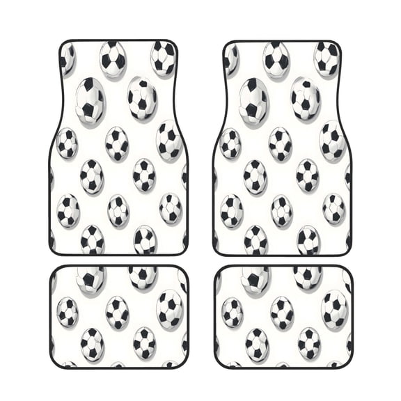 General 4pc Car Floor Mat Rubber Anti-Skid Waterproof To Keep The Car Clean Suitable For Cars, Trucks, Suvs Soccer Football White Background