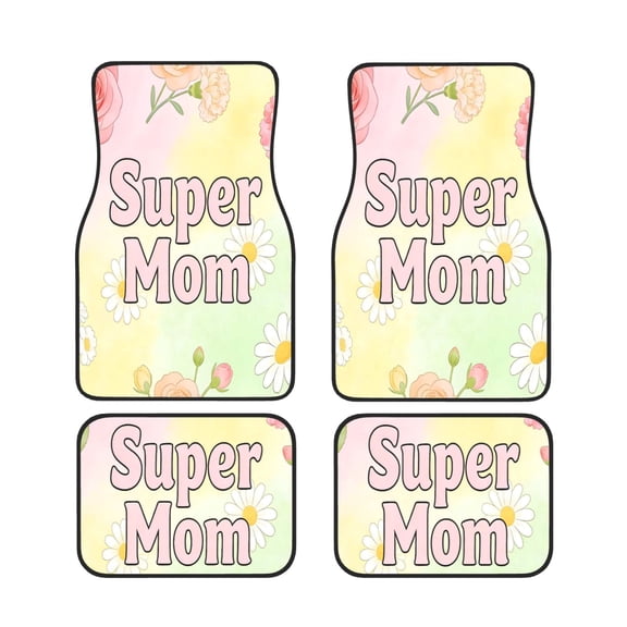 General 4pc Car Floor Mat Rubber Anti-Skid Waterproof To Keep The Car Clean Suitable For Cars, Trucks, Suvs Super Mom Flower Mother'S Day (3)