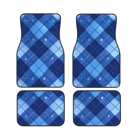 General 4pc Car Floor Mat Water Resistant Dust Resistant Slip Elastic Soft Easy To Install Used On Most Cars Truck Cargo Suv Blueviolet Moroccan Buffalo Plaid Tartan Check Hand-Drawn Sketch_2
