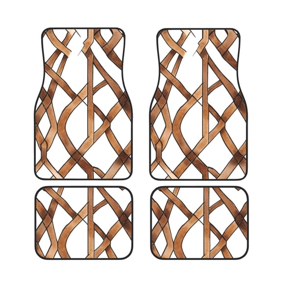 General 4pc Car Floor Mat Water Resistant Dust Resistant Slip Elastic Soft Easy To Install Used On Most Cars Truck Cargo Suv Brown Moroccan Trellis Hand-Drawn Sketch_1