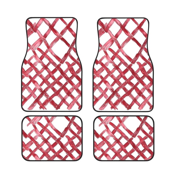 General 4pc Car Floor Mat Water Resistant Dust Resistant Slip Elastic Soft Easy To Install Used On Most Cars Truck Cargo Suv Crimson Moroccan Trellis Hand-Drawn Sketch_2