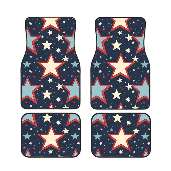 General 4pc Car Floor Mat Water Resistant Dust Resistant Slip Elastic Soft Easy To Install Used On Most Cars Truck Cargo Suv Independence Day Theme Elements Star (6)