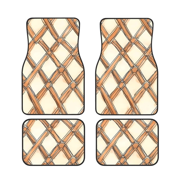 General 4pc Car Floor Mat Water Resistant Dust Resistant Slip Elastic Soft Easy To Install Used On Most Cars Truck Cargo Suv Sandybrown Moroccan Trellis Hand-Drawn Sketch_3
