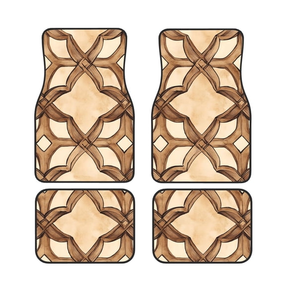 General 4pc Car Floor Mat Water Resistant Dust Resistant Slip Elastic Soft Easy To Install Used On Most Cars Truck Cargo Suv Sandybrown Moroccan Trellis Hand-Drawn Sketch_4