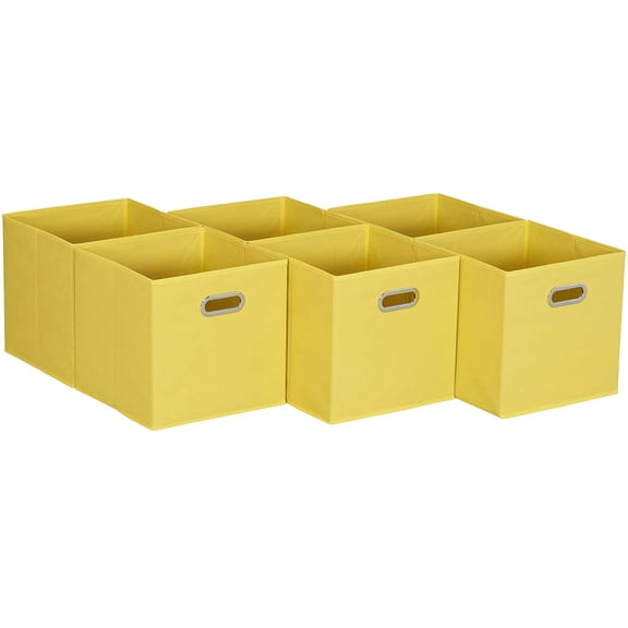 General 6 ct Open Fabric Cube Storage Bins, Golden Yellow