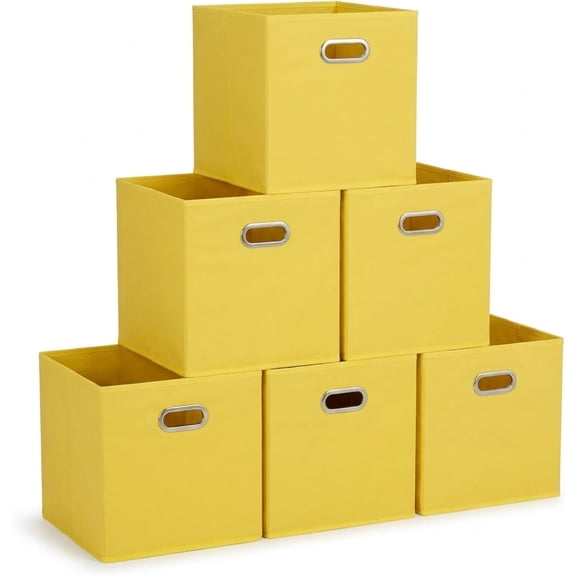 General 6 ct Open Fabric Cube Storage Bins, Golden Yellow