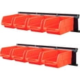 thumbnail image 1 of General 8-Bin Storage Bins Garage Rack System 2-Tier Orange Tool Organizers Cube Baskets Wall Mount Organizations (Orange), 1 of 13
