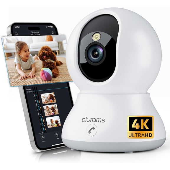 General 8MP Indoor Camera, 360° PTZ Baby Monitor, Pet Camera with Phone App, One-Touch Call, Free Human/Pet/Motion/Sound/Cry Detection, Dual-Band WiFi 6, Compatible with Alexa