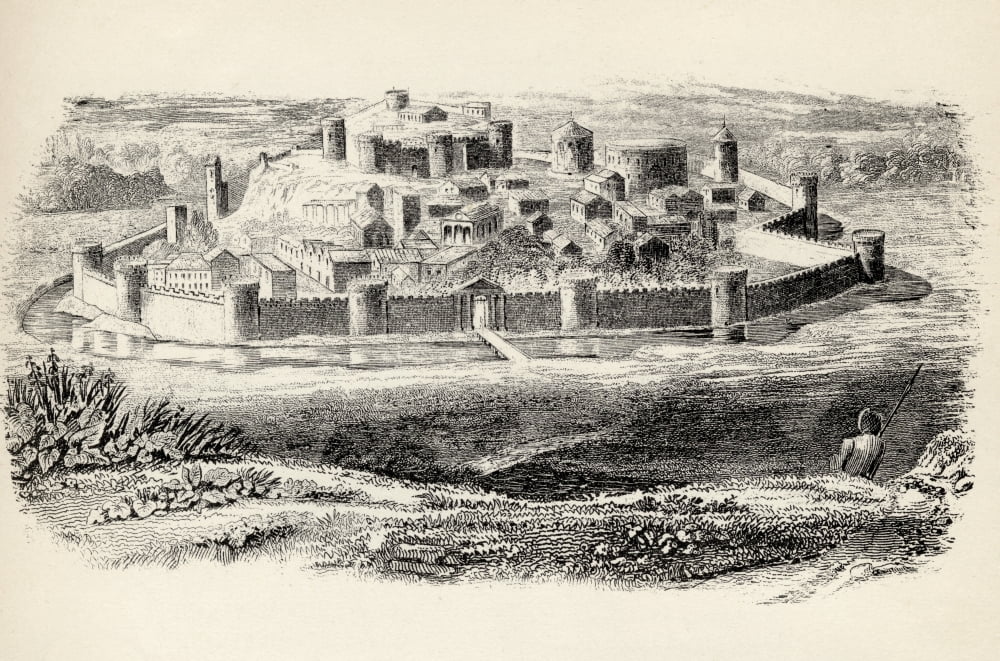 General Appearance Of A Fortified Mediaeval Town From The National Encylopaedia Published By William Mackenzie London Late 19Th Century Canvas Art - Ken Welsh Design Pics (18 x 11)