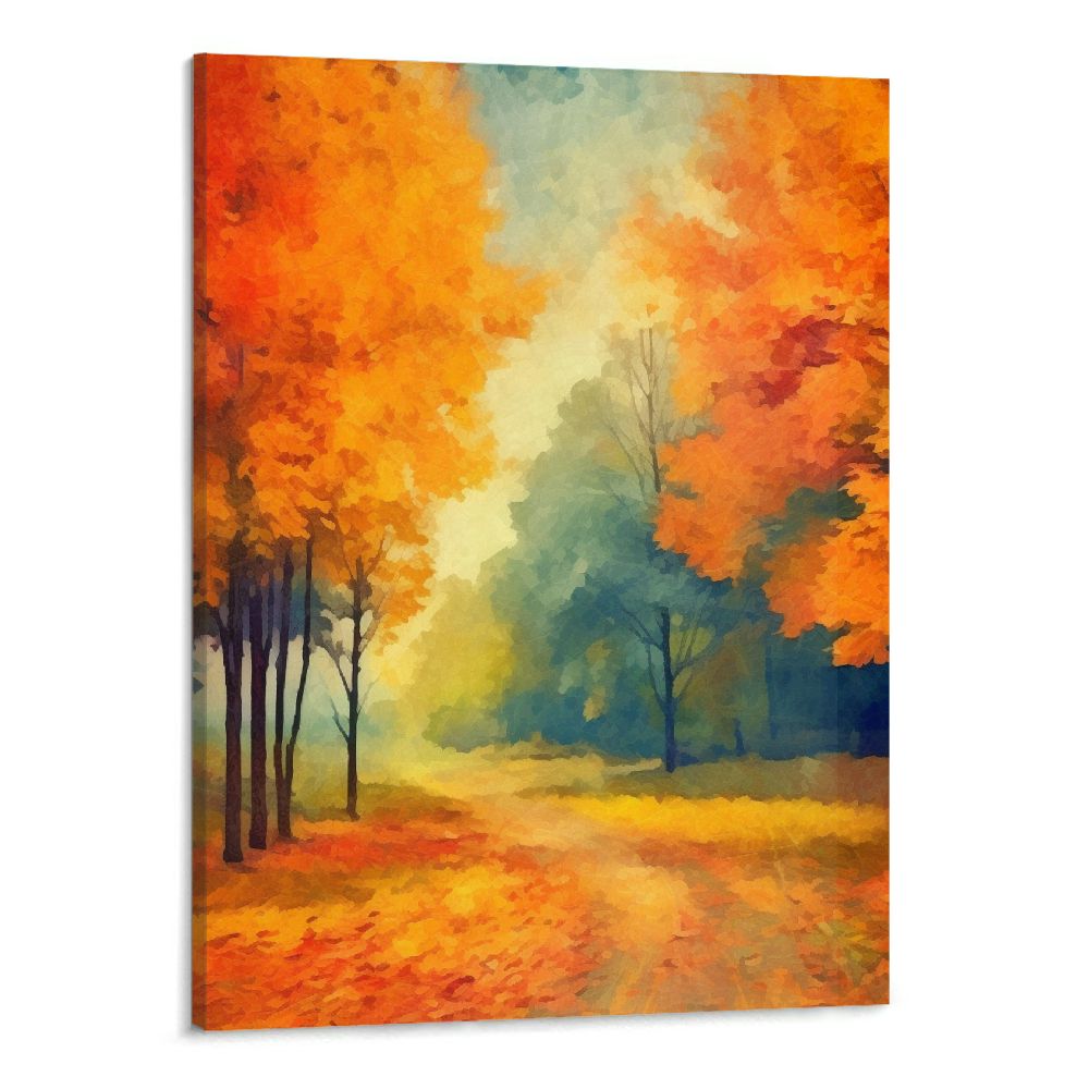 General Autumn Maple Leaves Canvas Wall Art Fall Tree Forest Field Landcape Painting Canvas