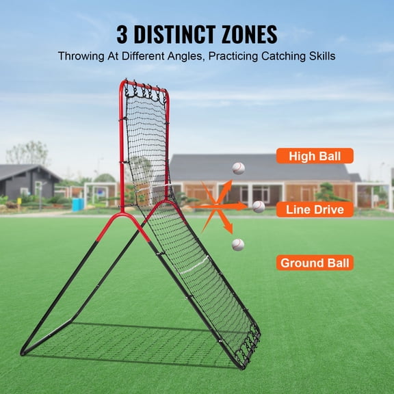 General Baseball And Softball Rebounder Net 3x4.5 ft PitchBack 3-Way Trainer