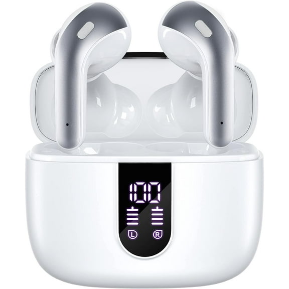 General Bluetooth Headphones True Wireless Earbuds 60H Playback Power Display Earphones with Wireless Charging Case IPX5 Waterproof in-Ear Ear buds with Mic for TV Smart Phone Laptop Computer Sports