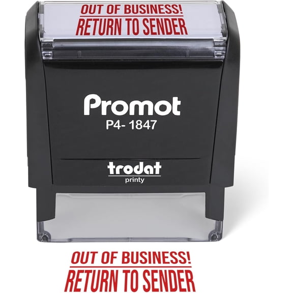 General Out of Business Return to Sender Self-Inking Stamp - Red Ink Envelope Stamper for Office Supplies & Business Use - Rubber Stamps for Home Mail Organization - Return Address Stamp