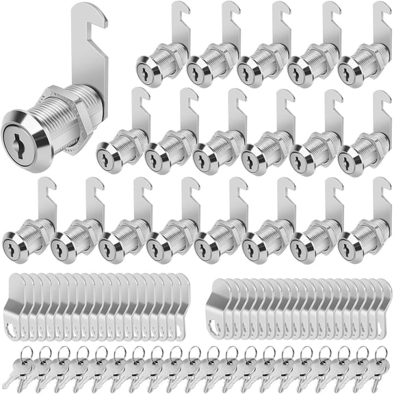 General Cabinet Locks with Keys, 1-1/8" Cam Locks Keyed Alike, Quality Cabinet Cam Lock for RV Storage Locks Drawers Mailbox Toolbox Lock Replacement Set, Zinc Alloy (20 Pack, 1-1/8 Inch)