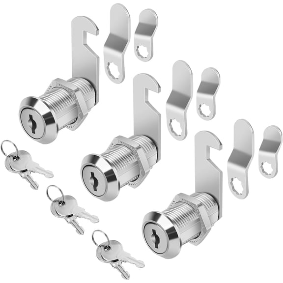 General Cabinet Locks with Keys, 1-1/8" Cam Locks Keyed Alike, Quality Cabinet Cam Lock for RV Storage Locks Drawers Mailbox Toolbox Lock Replacement Set, Zinc Alloy (3 Pack, 1-1/8 Inch)