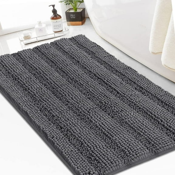 General Chenille Bath Rugs Shaggy Bathroom Rugs Non Slip Bath Mat for Bathroom 24 x 36 Grey Bath Rug for Bath Room Extra Soft and Absorbent Area Rug, 24"x 36", Grey