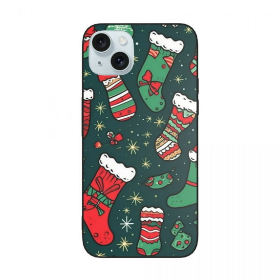 General Christmas Nowman Pattern Cartoon Cute Apple 15 Soft Glass Phone Case (Dual Camera) TPU Standard Cover