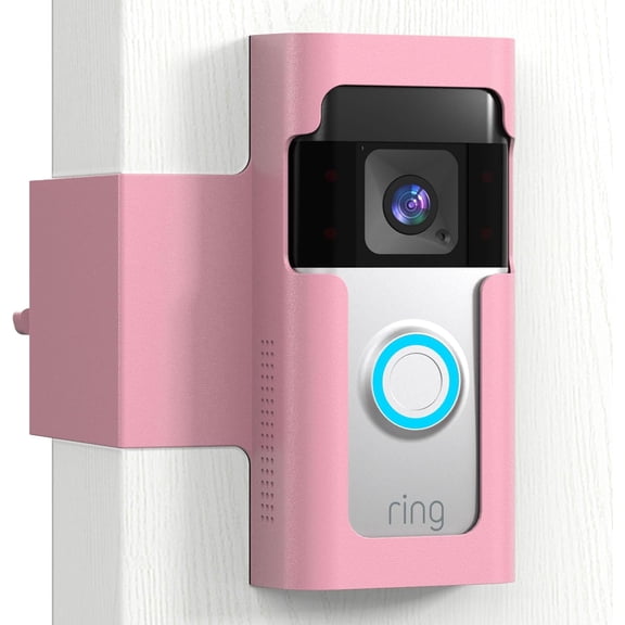 General Cute Pink Metal Doorbell Mount, No Drill, Anti-Theft, Renters