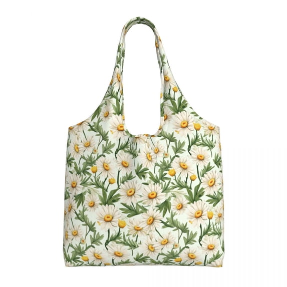General Daisies Pattern Daisy Canvas Shoulder Bag for Commuting