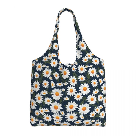 General Daisies Pattern Daisy Canvas Shoulder Bag for Commuting