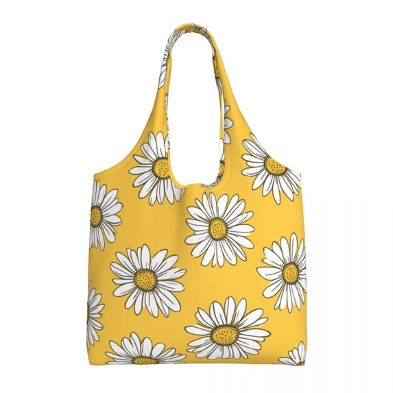 General Daisies Pattern Daisy Canvas Shoulder Bag for Commuting