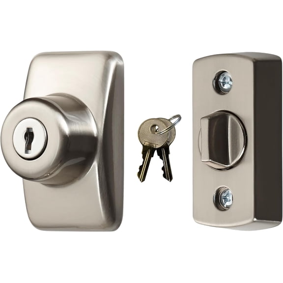 General Deadbolt for Storm and Screen Doors, Satin Silver, Key Lock