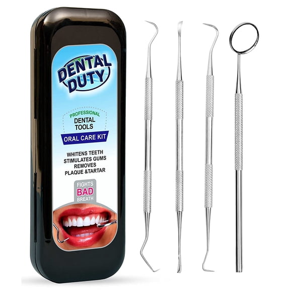 General Dental Tools, Dental Pick for Teeth Cleaning Tools – Plaque Remover for Teeth with Teeth Cleaning Kit - Stainless Steel Dental Mirror for Teeth, Scraper and Scaler, (Black)