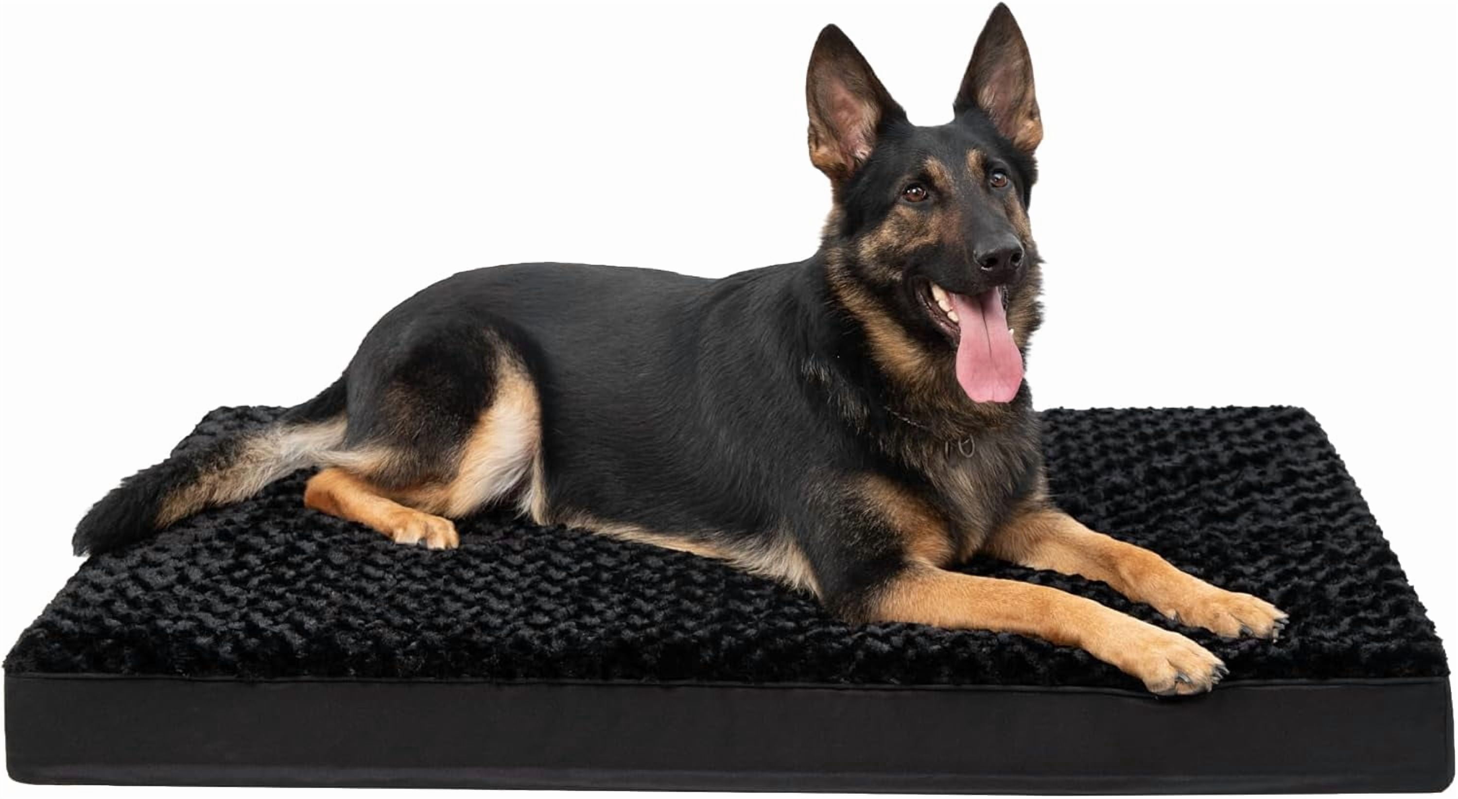 General Dog Crate Bed Waterproof Extra Large Dog Bed Soft Rose Velvet Supportive Kennel Pad Egg Crate Foam with Removable Washable Cover & Non-Slip Bottom, 47 x 29 Inch, Black