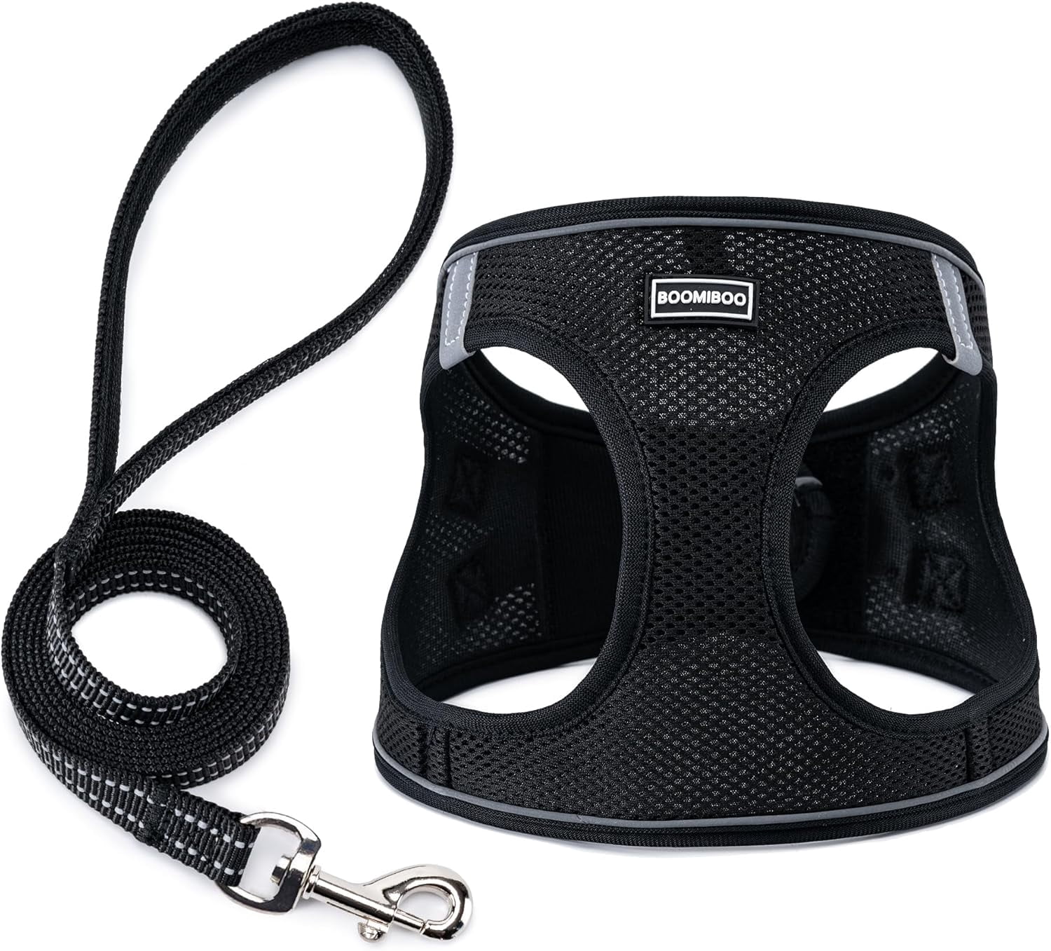General Dog Harness with Leash Set, No Pull Adjustable Reflective Step-in Puppy Pet Vest Harnesses for Small Medium Large Dogs and Cats,Black L