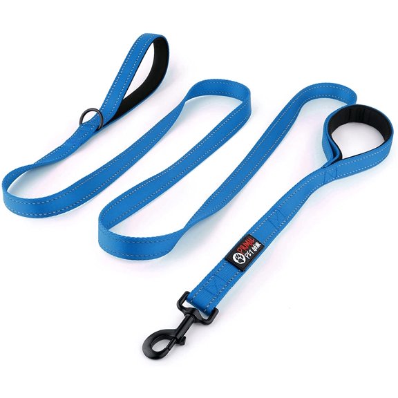 General Dog Leash 8ft Long - Blue - Traffic Padded Two Handle - Heavy Duty - Double Handles Lead for Control Safety Training - Leashes for Large Dogs or Medium Dogs - Dual Handles Leads