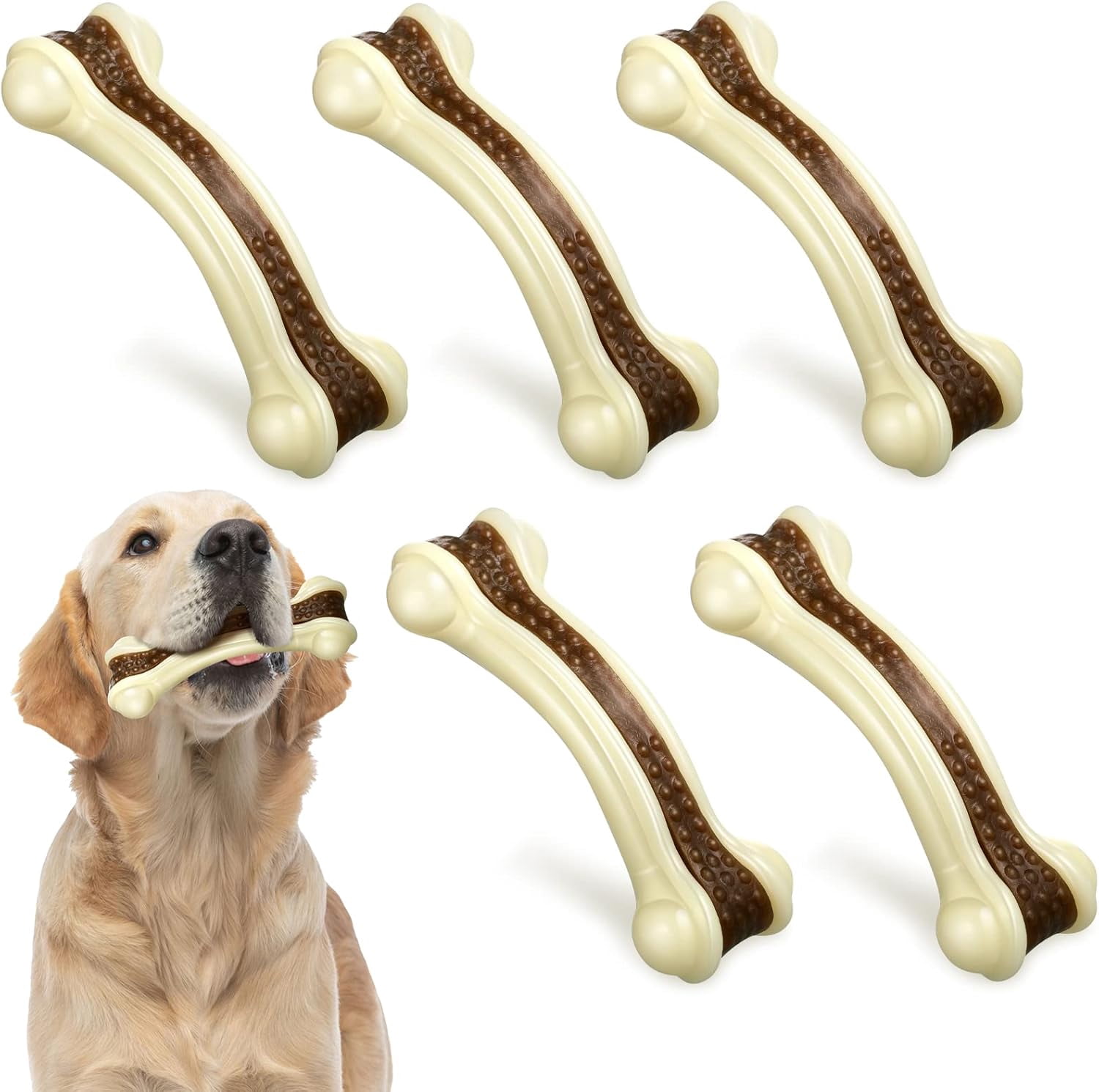 General Dog Toys for Aggressive Chewers Indestructible Nylon Dog Bones Beef Flavor Teething Chew Toys Bones for Large Puppies(XL)
