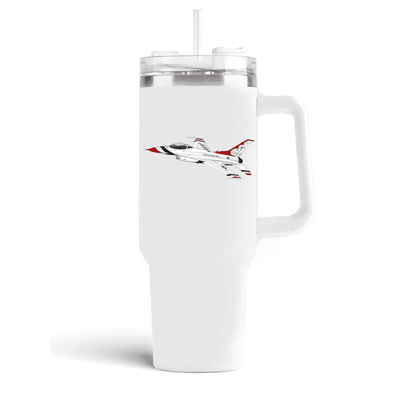 Aeromugs 40 Oz White Ceramic Mug | General Dynamics F-16 Thunderbirds | Tumbler