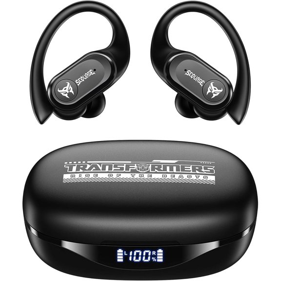 General Earbuds T26 Pro, Bluetooth 5.4 Wireless Gaming Earbuds with Mic, Over Ear Earbuds with Earhooks, 65H Playtime, Deep Bass, IPX5 Waterproof (Scourge Black)