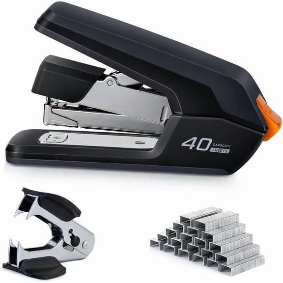 General Effortless Desktop Stapler, 40 Sheet Capacity, One Finger Touch Stapling, Easy to Load Ergonomic Heavy Duty Stapler, Includes 1500 Staples and Staple Remover