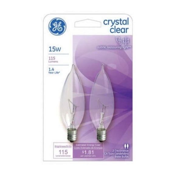 General Electric 15W Candelabra Base Bent Tip Bulb, Soft White
