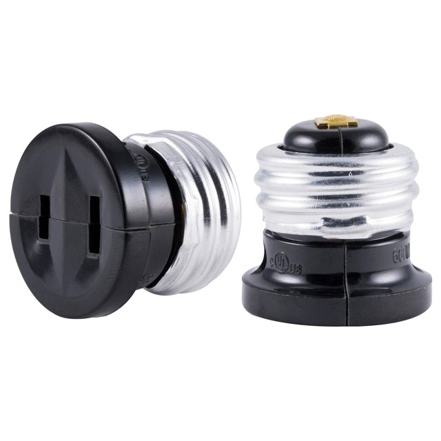 General Electric 2 Pack Black Polarized Plugs, Light Bulb Plugs to