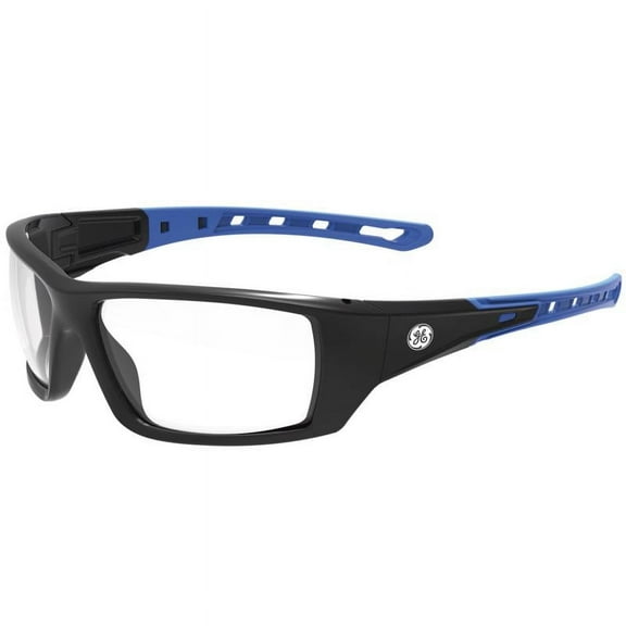 General Electric 2022108 Impact-Resistant Clear Lens Safety Glass, Black & Blue