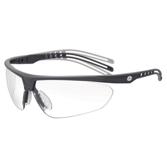 General Electric 2022466 Impact-Resistant Clear Lens Frame Safety Glass, Black