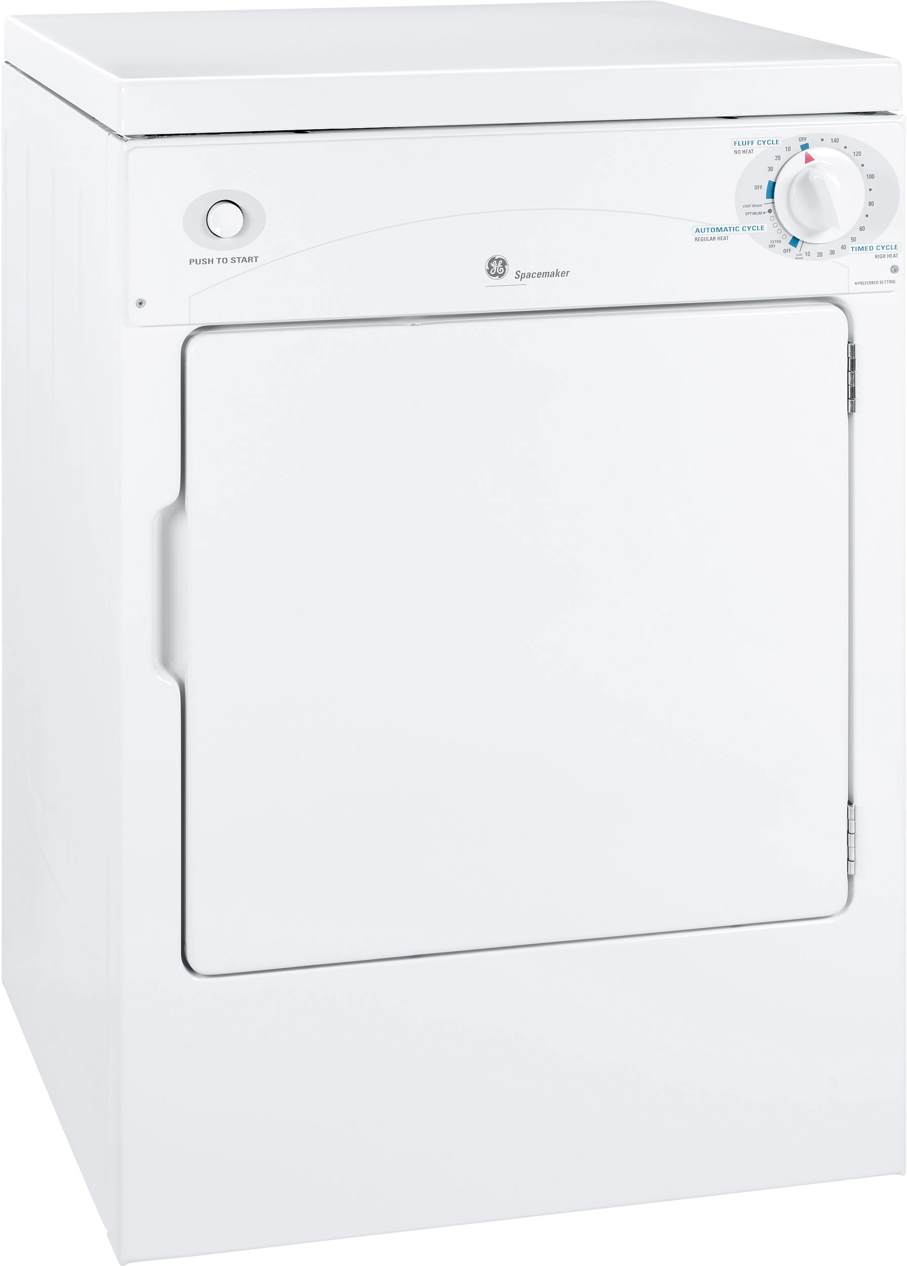 General Electric 24 Inch Portable Electric Dryer White on White