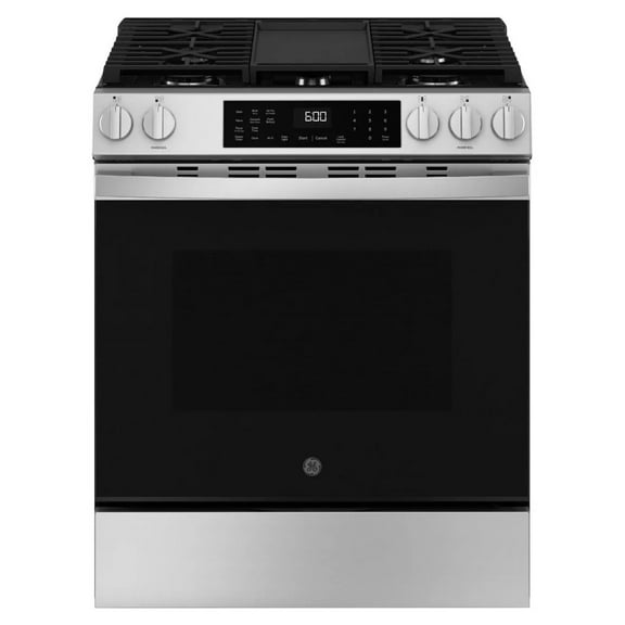 General Electric 30 in Slide-In Double Oven Gas Range in Silver