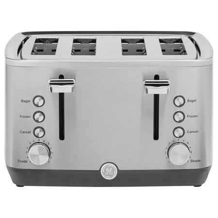GE - 4-Slice Toaster with 7 Shade Settings and Extra Wide Slots - Stainless Steel