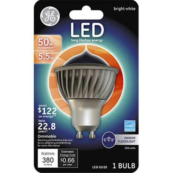 GE Lighting 93120809 LED Flood Light Bulb, Indoor, Bright White, White Bulb, 385 Lumens, 5.5-Watts - Quantity 1