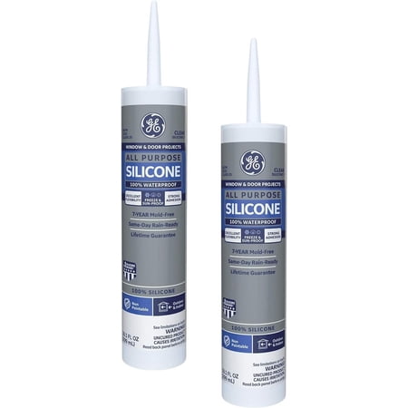 General Electric All Purpose Silicone Rubber Caulk, 2 Piece Pack